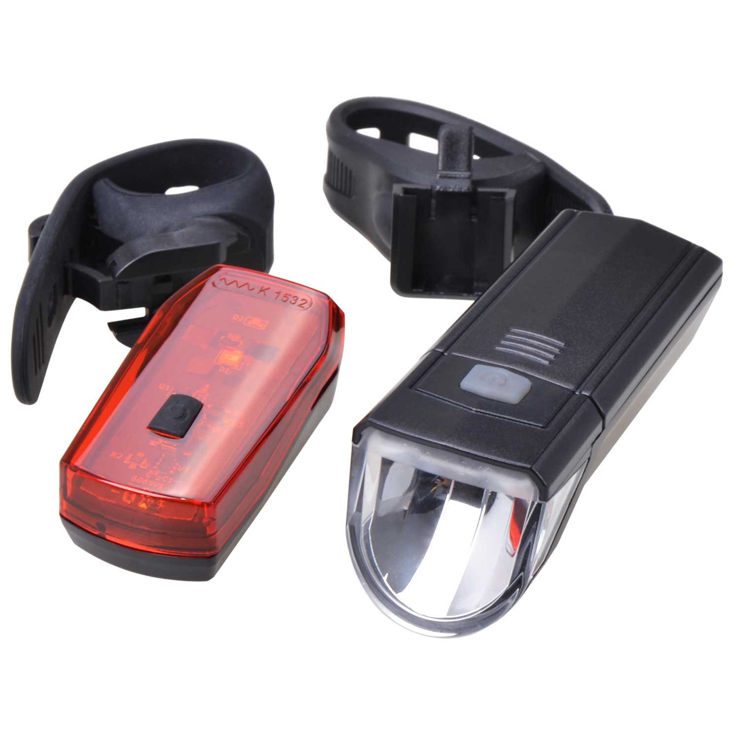 Filmer Fahrradbeleuchtung LED Fahrrad-Licht Set Beleuchtung 30 Lux Schwarz, Frontlampe 30 Lux / 15 Lux 2 Stufen Rücklicht StVZO zugelassen Halter