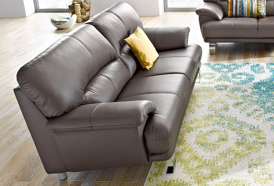 TRENDMANUFAKTUR 3-Sitzer Cecilia, in italienischem Design, bequem, mit Chromfüßen