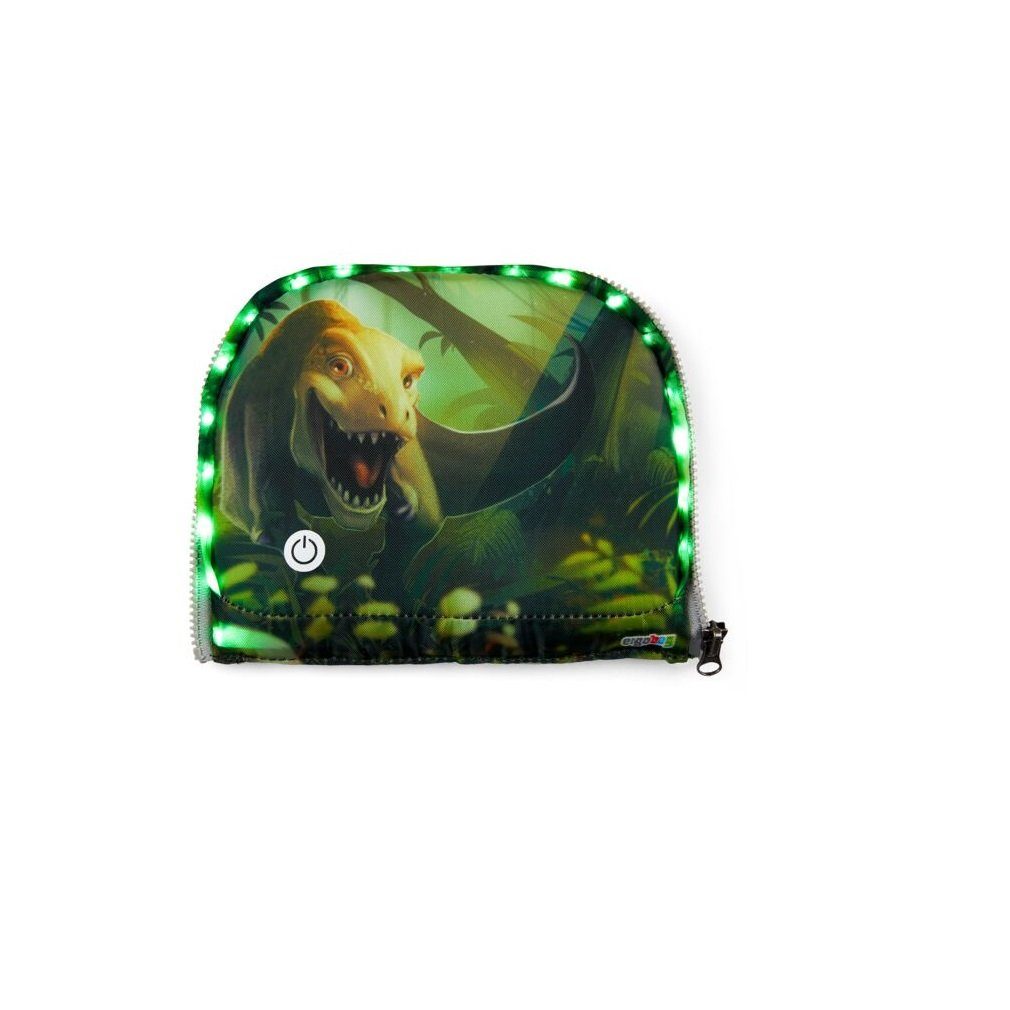 ergobag Schulranzen LED Zippies Dinosaurier (1 Stück), Sichtbarkeit, Fronttasche