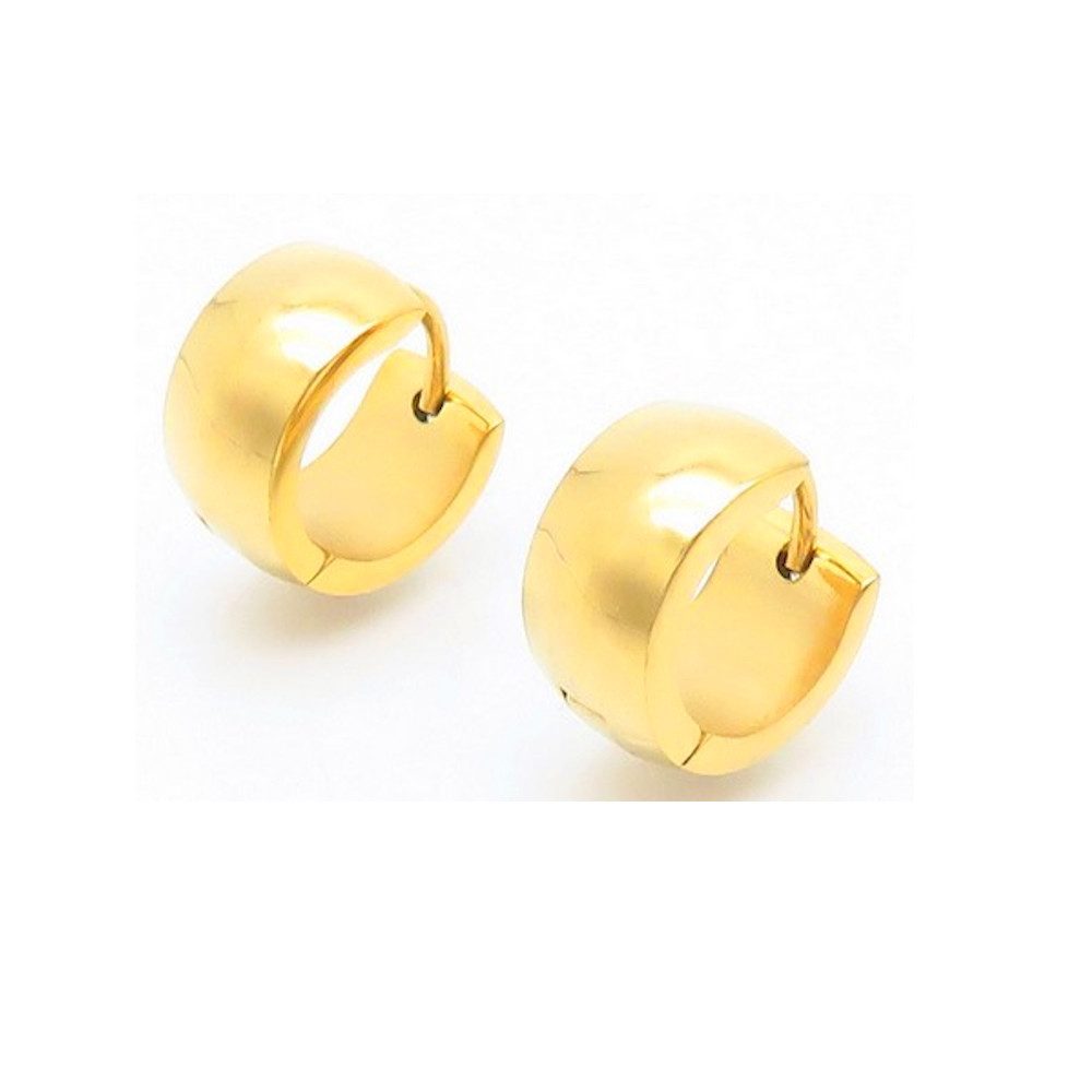 Creolen-Set Creolen 7mm breit goldfarben aus Edelstahl Unisex
