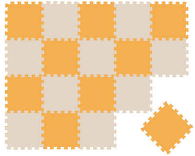 LittleTom Puzzlematte 18 Teile Baby Kinder Puzzlematte ab Null - 30x30 Puzzle Spielmatte, gelb beige Kindermatte