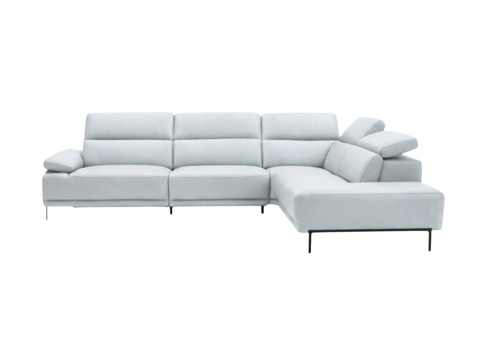 Villa Möbel Ecksofa Fiesta, L-Form 1 Teile, Echtleder-Ecksofa mit Kopfteilverstellung fürs Wohnzimmer