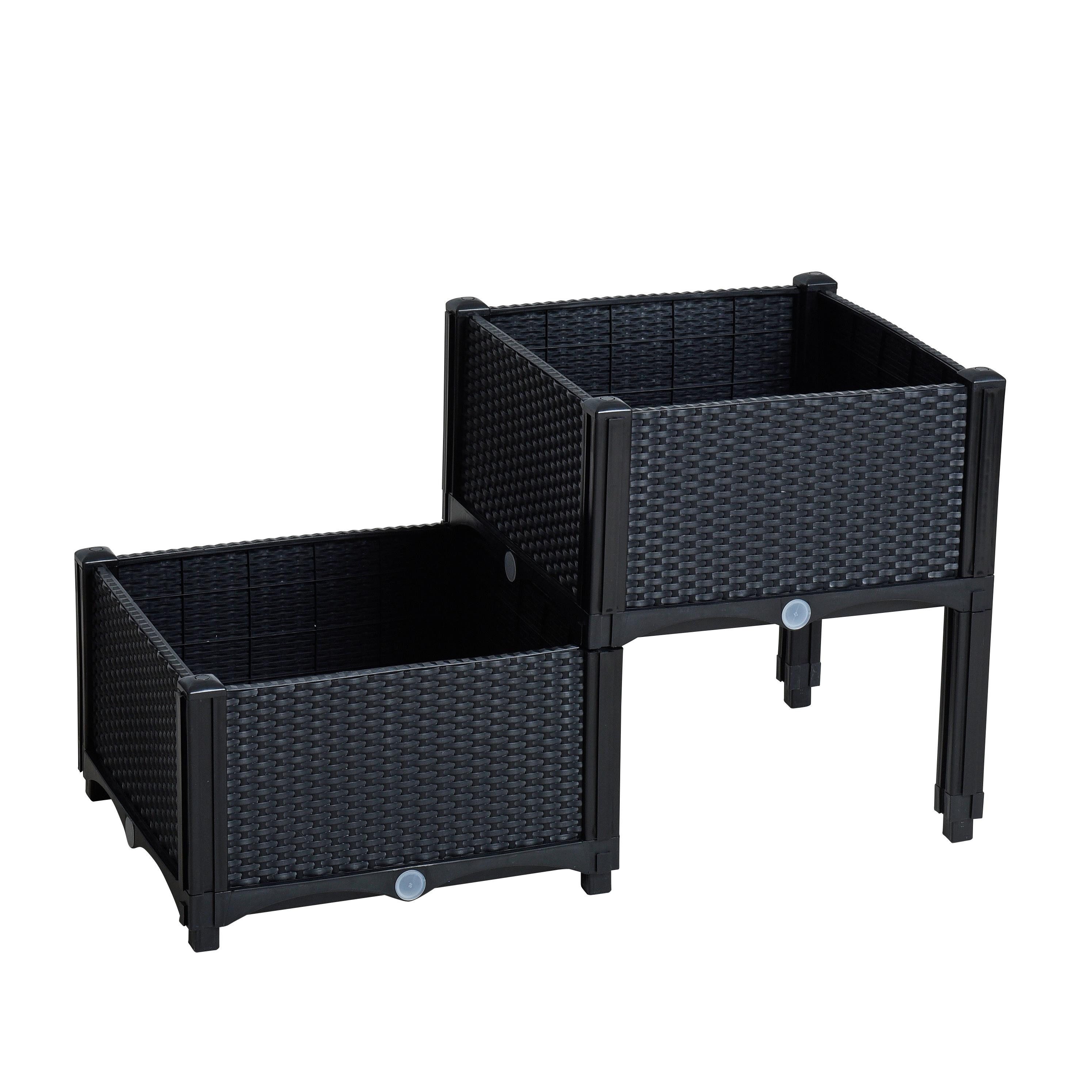 ESTEXO Hochbeet Blumenbeet Gemüsebeet 77x40x44 cm Pflanzbeet Polyrattan Schwarz