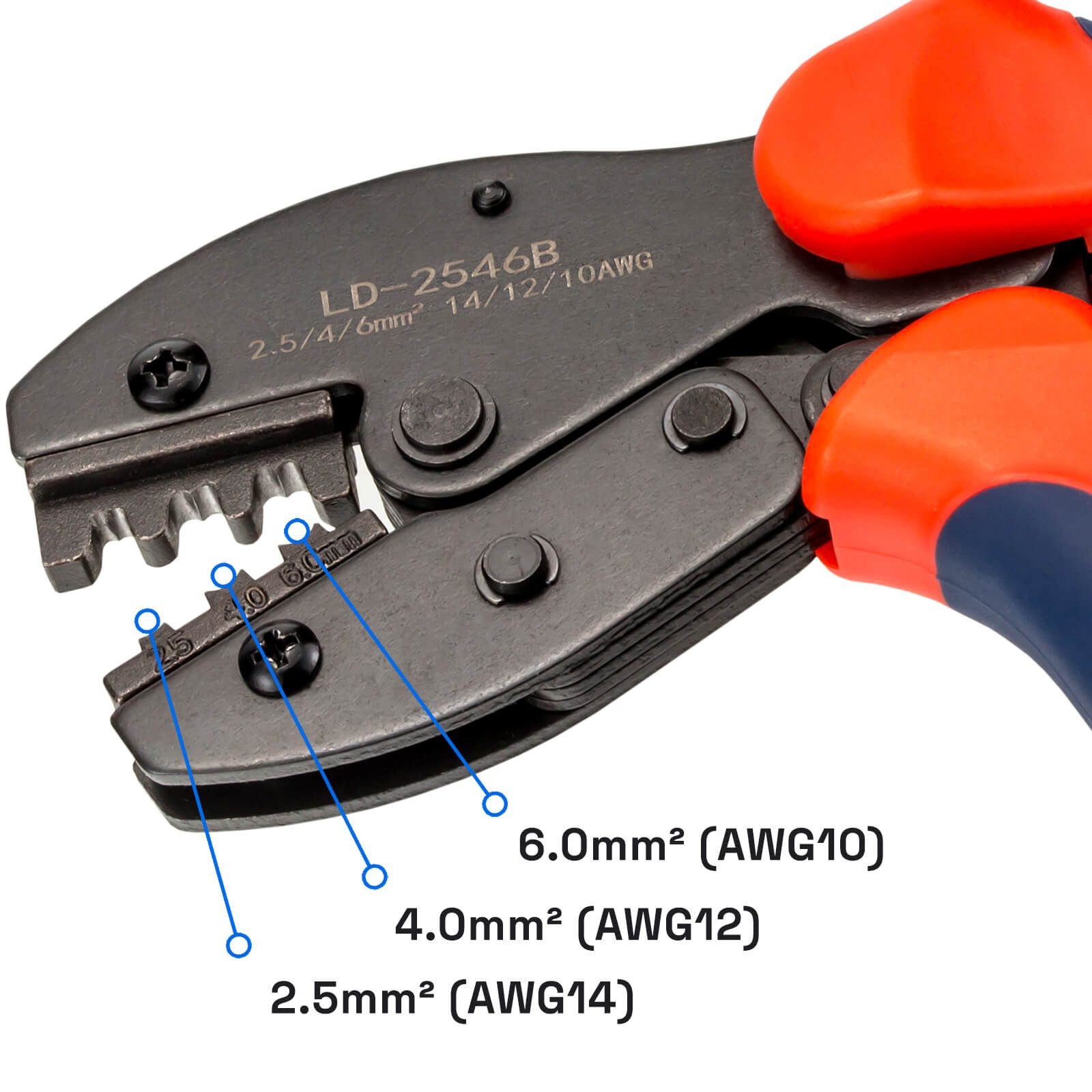 HB-DIGITAL Solaranlage Crimpzange für Solarkabel und Solarstecker 2,5/4/6mm² Werkzeug