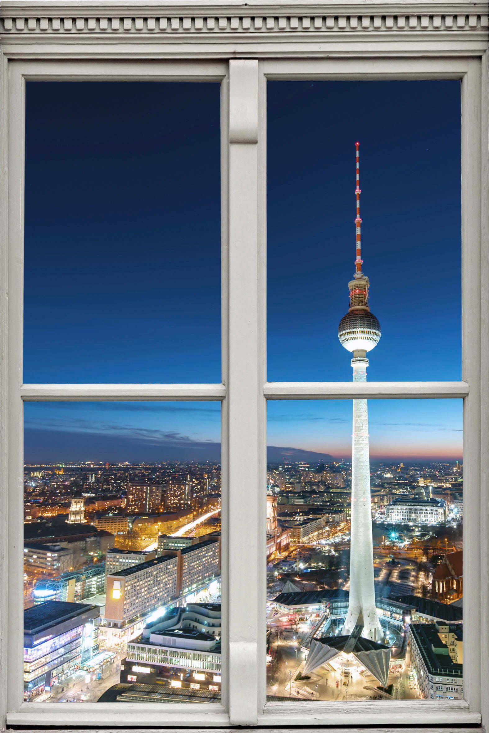 queence Wandsticker Berlin, Wandsticker, Wandbild, selbstklebend, 3D, Fenster