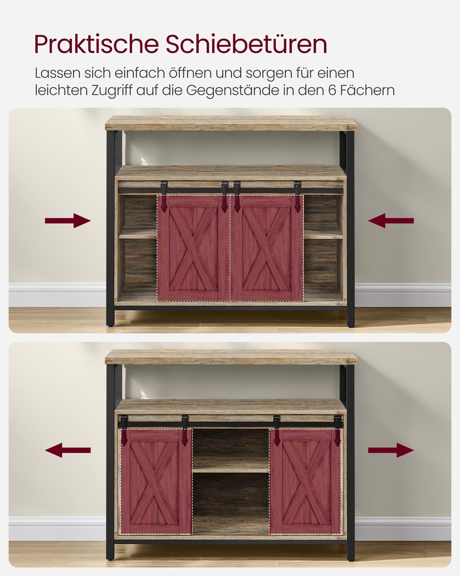 VASAGLE Sideboard Küchenschrank, Aufbewahrungsschrank, mit 2 Schiebetüren, günstig online kaufen
