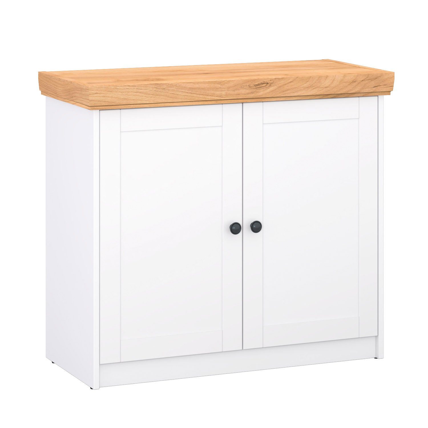 Homestyle4u Kommode Sideboard Weiß Eiche Anrichte Schrank Landhausstil
