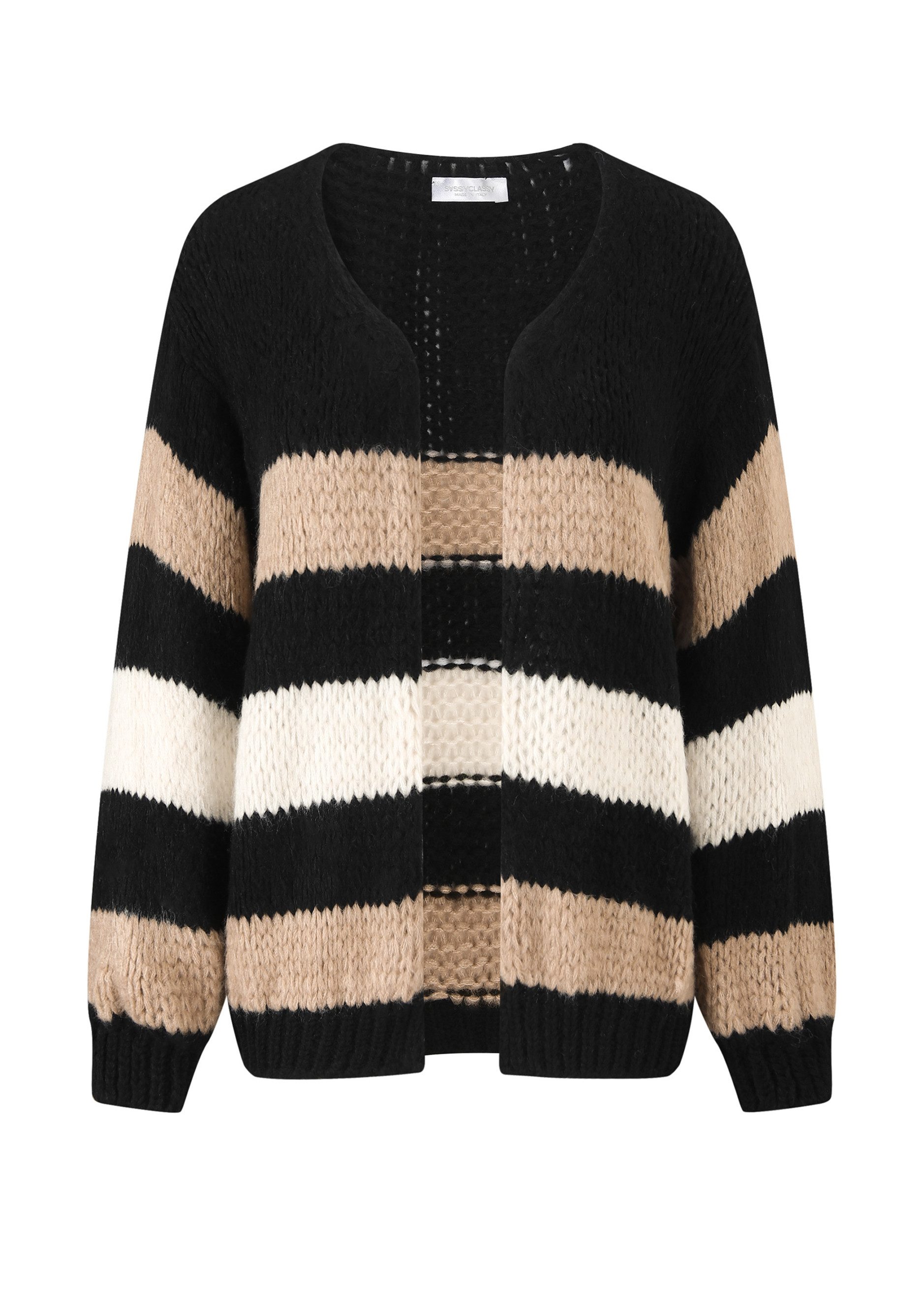 SASSYCLASSY Cardigan Offen fallender Cardigan gestreift günstig online kaufen