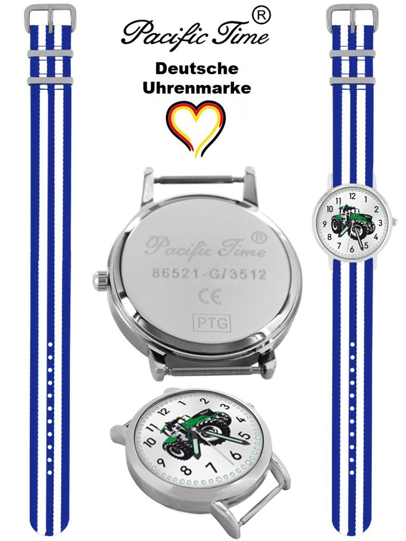 Pacific Time Quarzuhr Kinder Armbanduhr Traktor grün Wechselarmband, Mix und Match Design - Gratis Versand