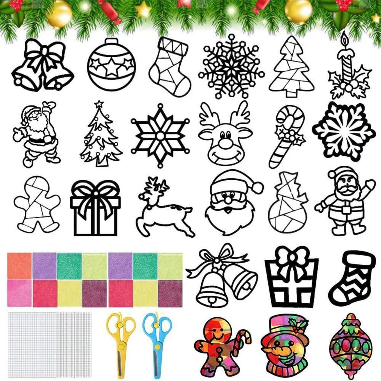 LuxusKollektion Kreativset Fensterbilder Bastelset Weihnachten Kinder 24-tlg