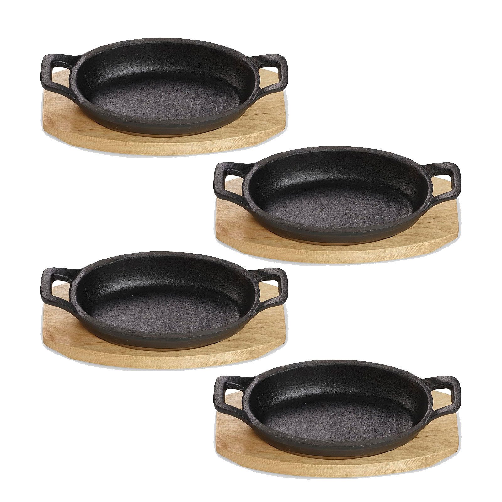 ECHTWERK Bratpfanne Auflaufform mit Servierbrett, Gusseisen (8-tlg., Servierschale inkl. Servierbrett), Servierschale aus Gusseisen, Small-Edition. Bereits eingebrannt.