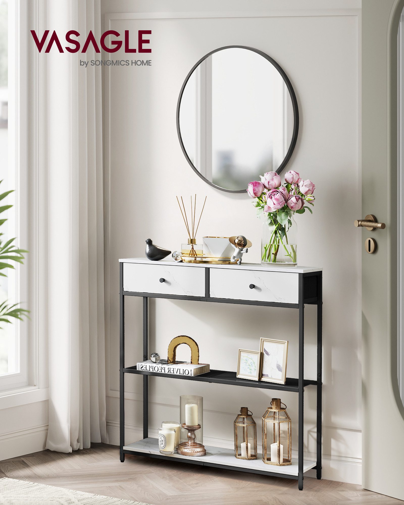 VASAGLE Konsolentisch, Beistelltisch, Flurtisch, schmal, mit 2 Schubladen, günstig online kaufen