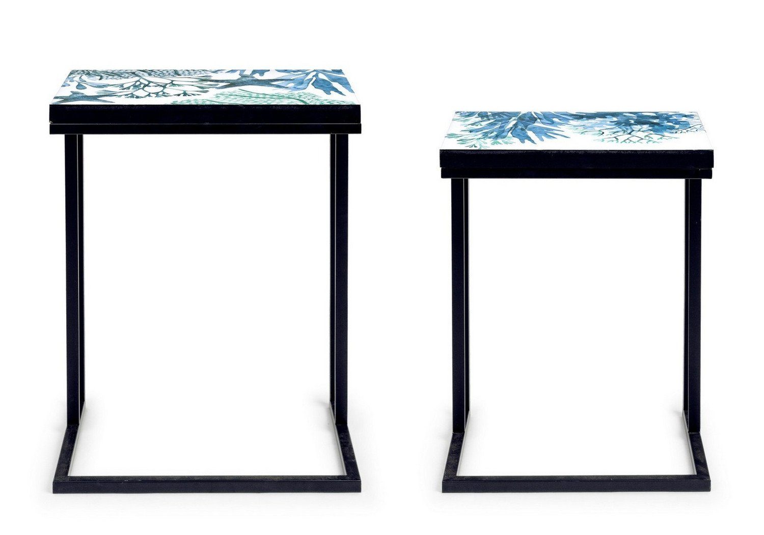 Natur24 Beistelltisch 2er Set Beistelltische Reef 45,5 x 33 x 62,5 cm Stahl und MDF