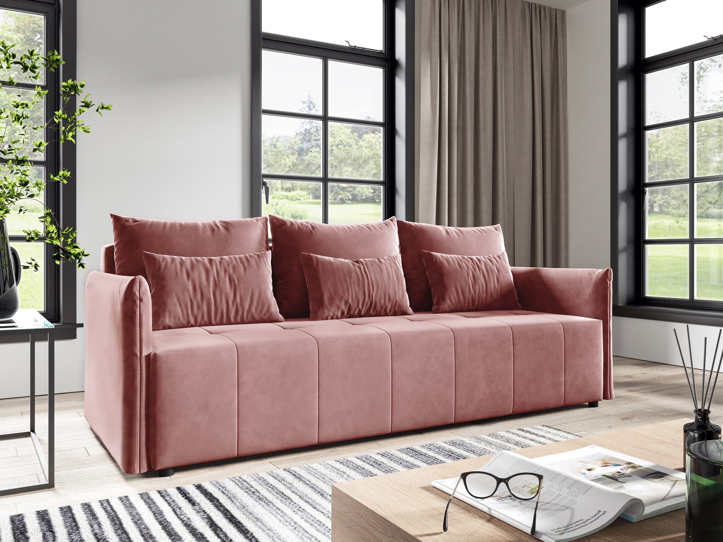 Sofnet Schlafsofa Leno K, mit Schlaffunktion und Bettkasten, Bettsofa mit Wellenfeder, Couch, Sofagarnitur Kronos 29