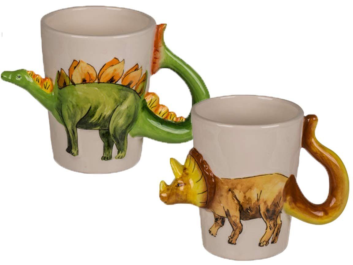 Bada Kinderbecher, Becher Keramik, 250 Optik 3D Optik Dino 3D Tasse Bing Dinosaurier Kindertasse ml ca.