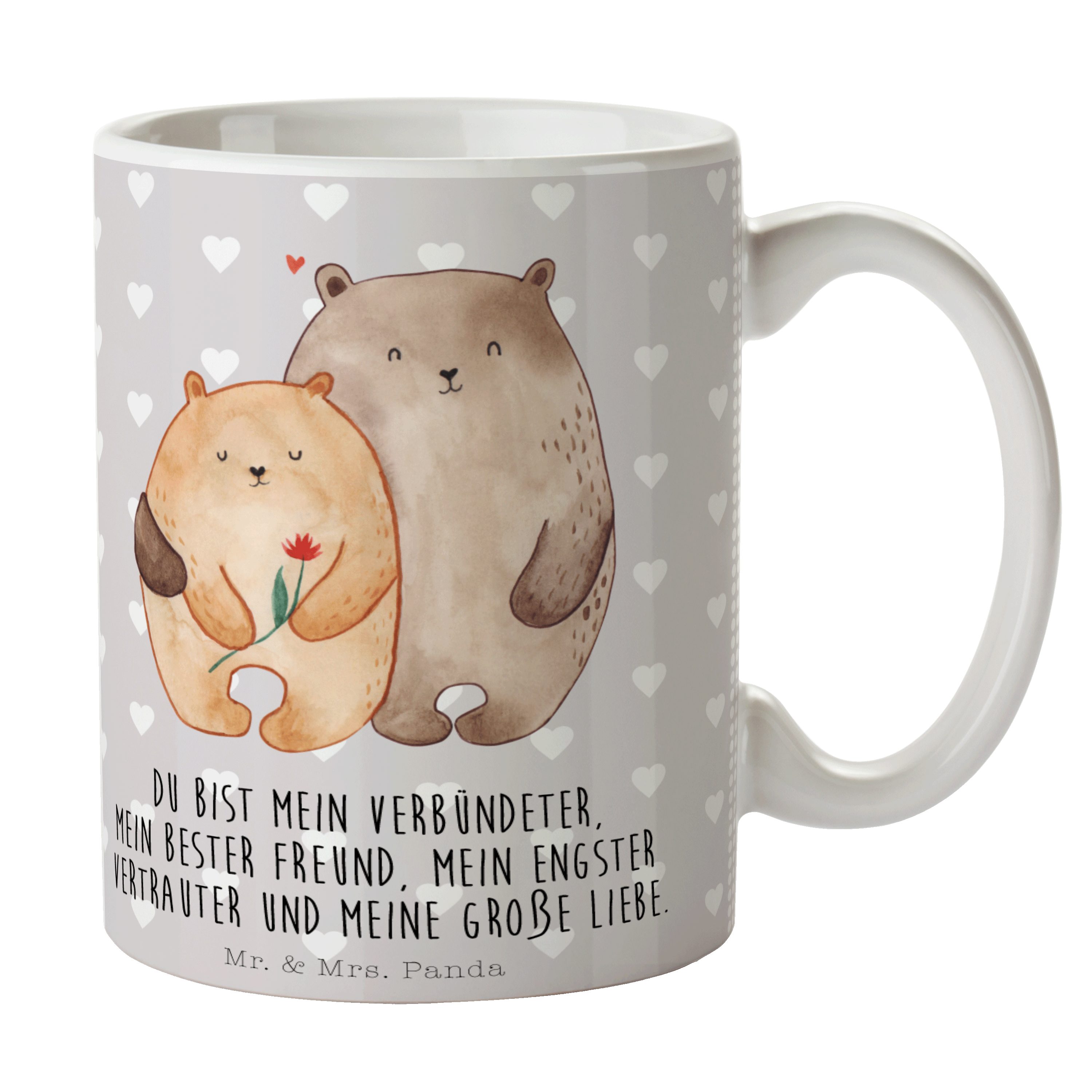 Mr. & Mrs. Panda Tasse Bären Liebe, Kaffeetasse, Grau Pastell, Kuscheln, Becher, Liebe, schö, 1-tlg., Keramik