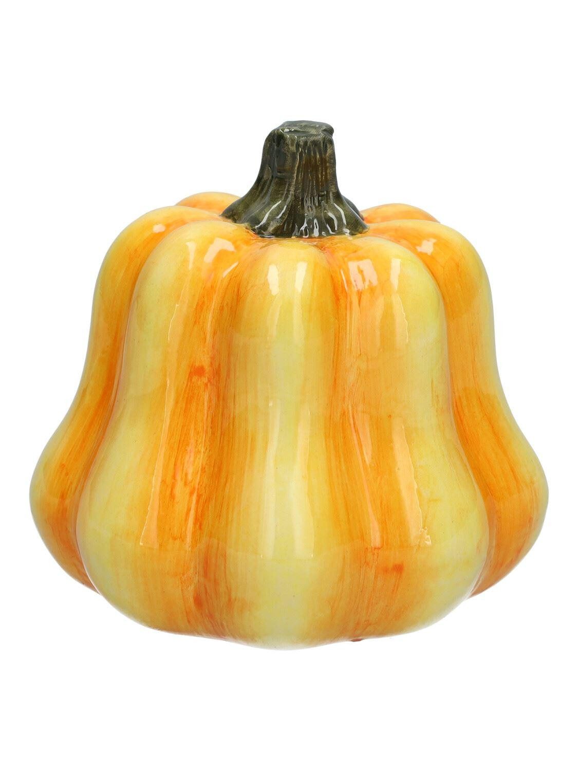 INNA-Glas Dekofigur Deko Figur Kürbis KAITLYNN, aus Keramik, orange, 10cm, Ø10cm