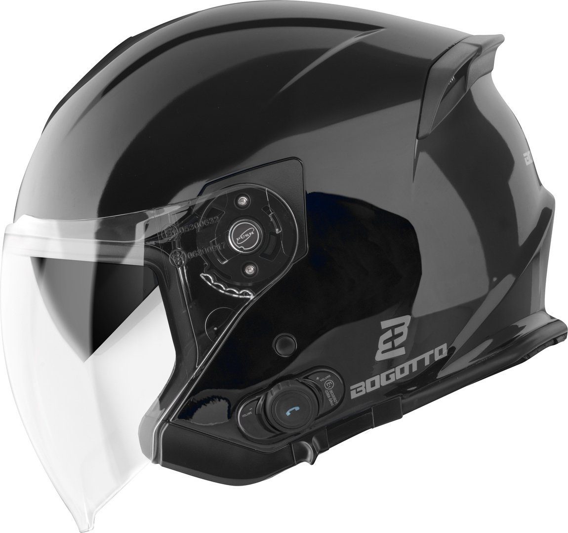 Bogotto Motorradhelm H586 BT Solid Bluetooth Jethelm, Integriertes Kommunikationssystem,geeignet Für Brillenträger,hera