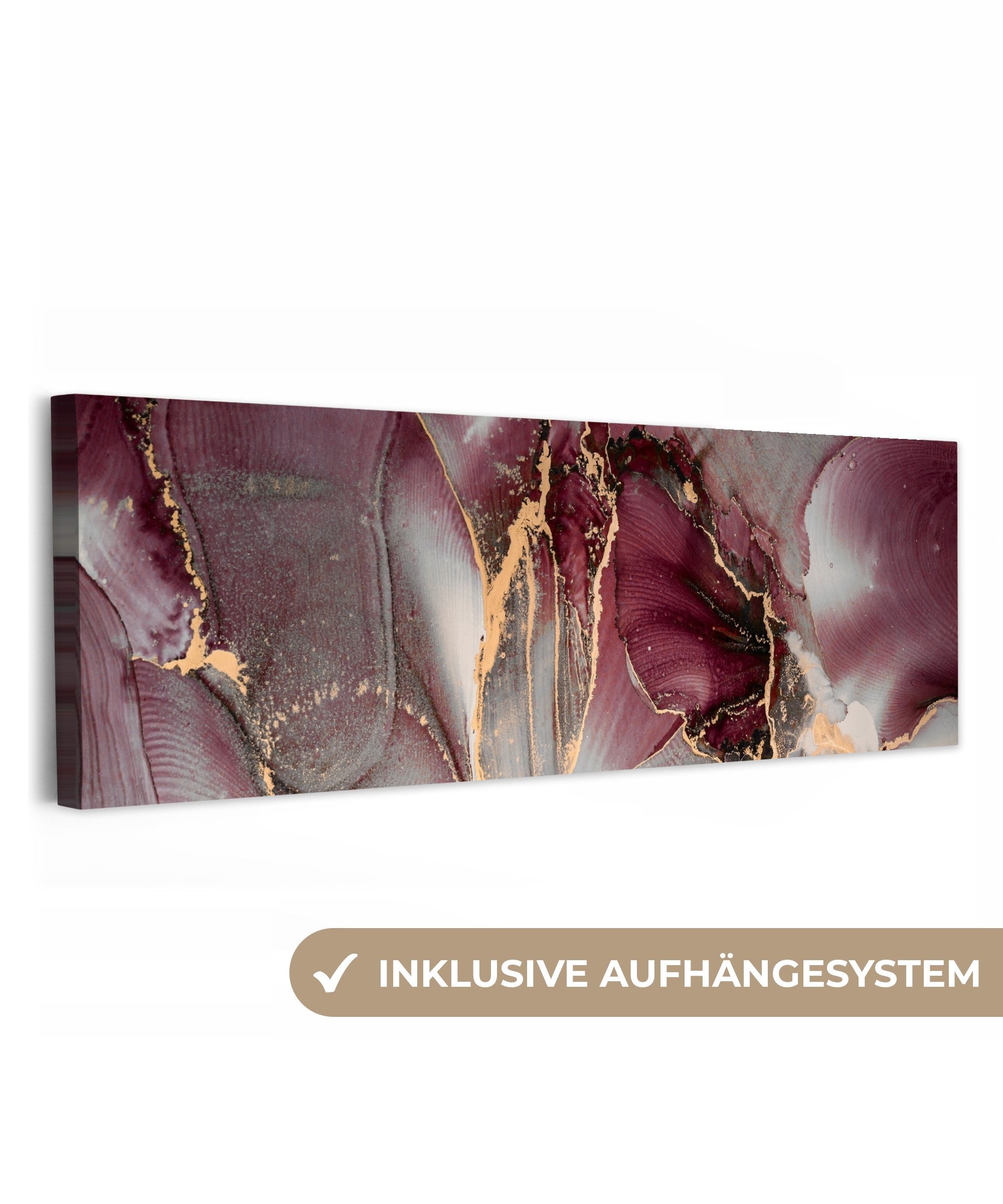OneMillionCanvasses® Leinwandbild Panorama Gold - Marmor - Lila, Fotodruck günstig online kaufen