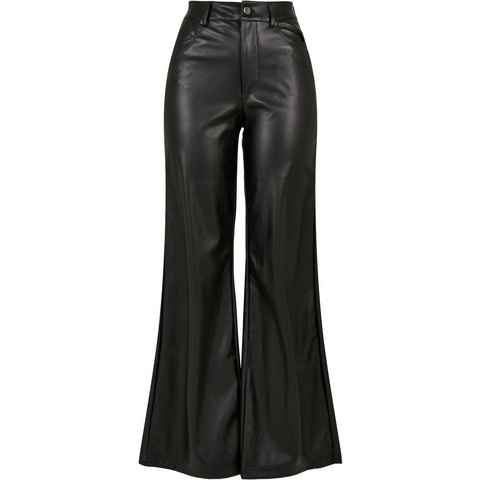 URBAN CLASSICS Stoffhose Urban Classics Damen Ladies Faux Leather Wide Leg Pants (1-tlg)