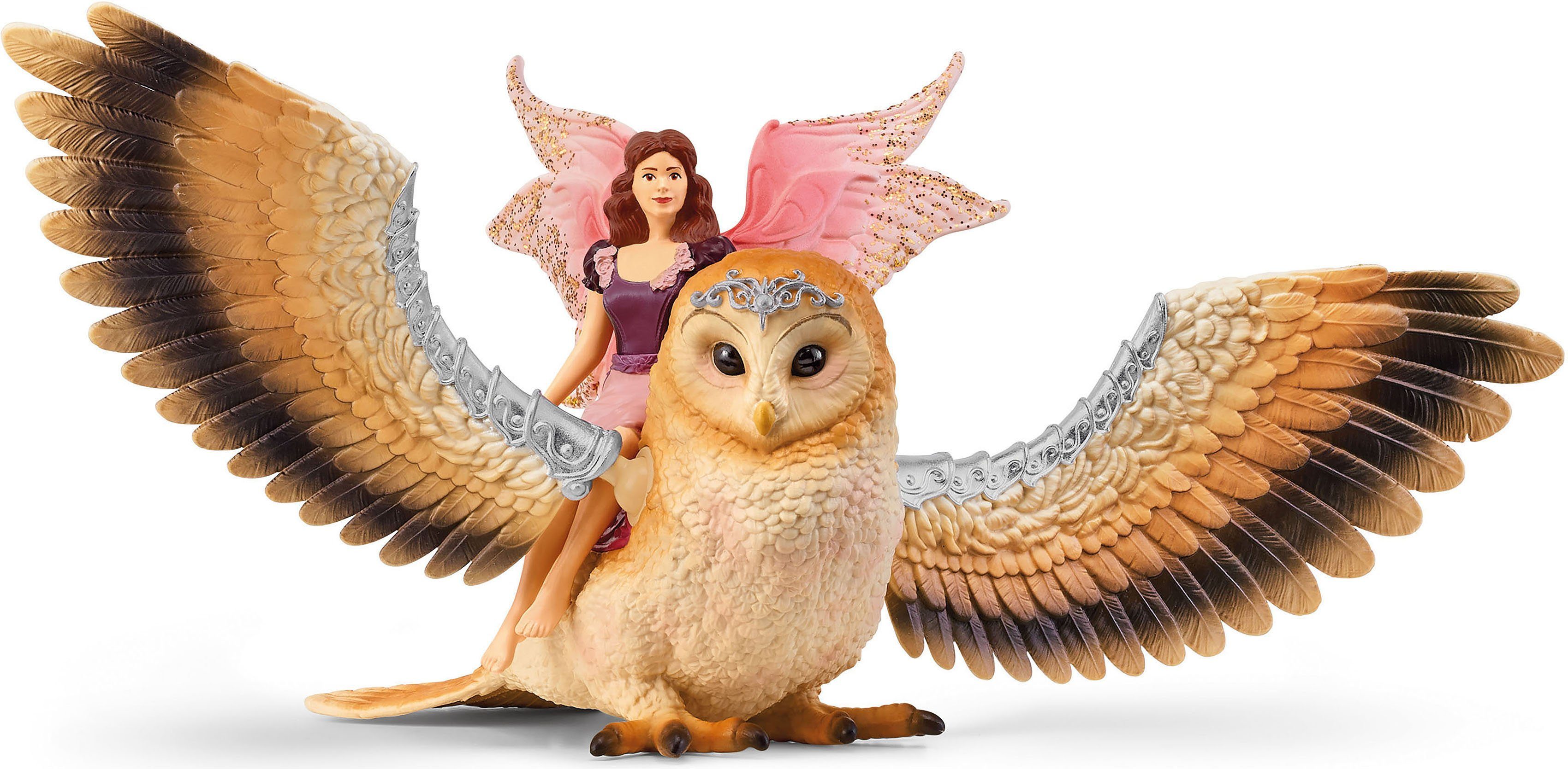 Schleich® Spielfigur BAYALA®, Elfe auf Glitzer-Eule V2 (70789)