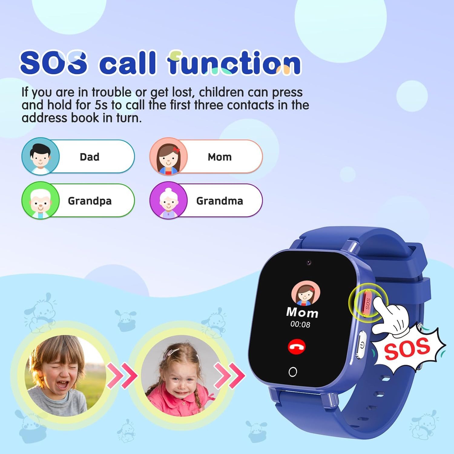 CATGIFF CATGIFF-SW001 Smartwatch (2,5 cm, sim-karte), Kinder Smartwatch mit sicheren Funktionen