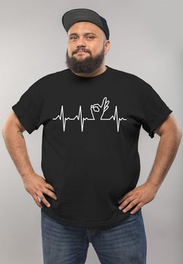 MoonWorks Print-Shirt Herren T-Shirt Aufdruck Handzeichen Reingeschaut Lochspiel Bongoloch H mit Print