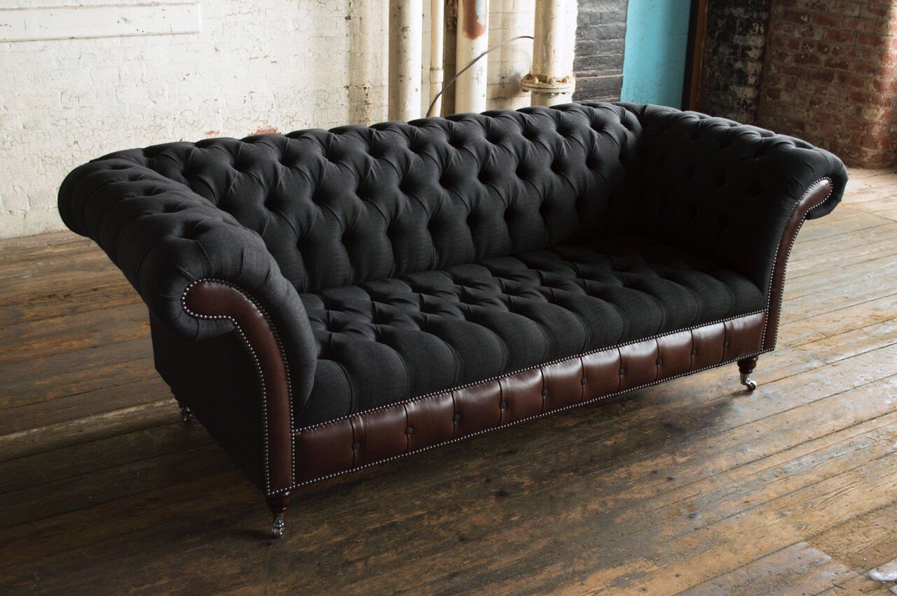 Couch Sofa mit Chesterfield-Sofa, Sitzer 3 225 Die Chesterfield Design JVmoebel Knöpfen. Rückenlehne cm,