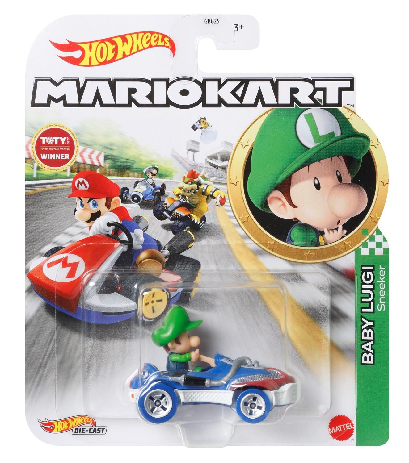 Mattel GmbH Spielzeug-Auto Hot Wheels Mario Kart 1:64 Die-Cast Baby Luigi Sneeker