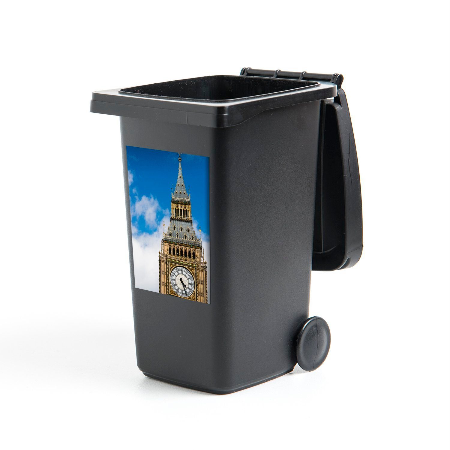 MuchoWow Wandsticker Nahaufnahme des Uhrenturms von Big Ben in London (1 St), Mülleimer-aufkleber, Mülltonne, Sticker, Container, Abfalbehälter