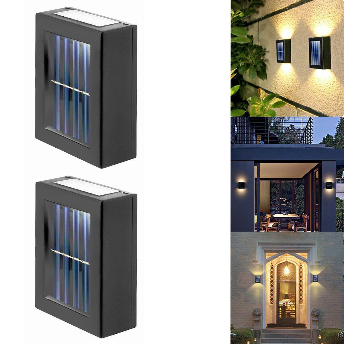 oyajia Außen-Wandleuchte 2x fest Treppen LED für Lampe LED Wandleuchte integriert, Zaunleuchte, Solarlampen Außen, Warmweiß, Wandlampen Gartenleuchte