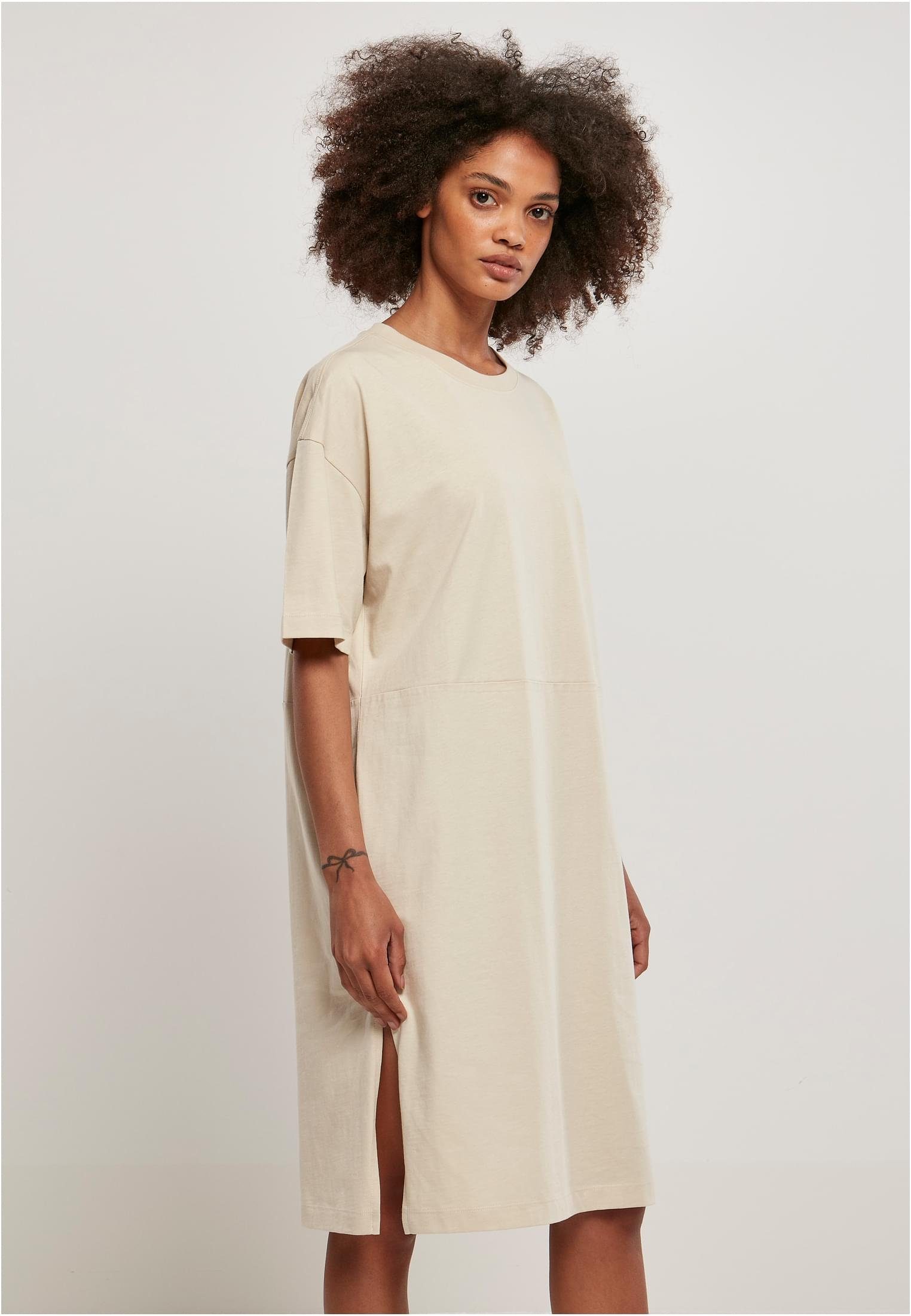 URBAN CLASSICS Damen Jerseykleid (1-tlg) Tee Dress Oversized softseagrass Ladies Slit Organic