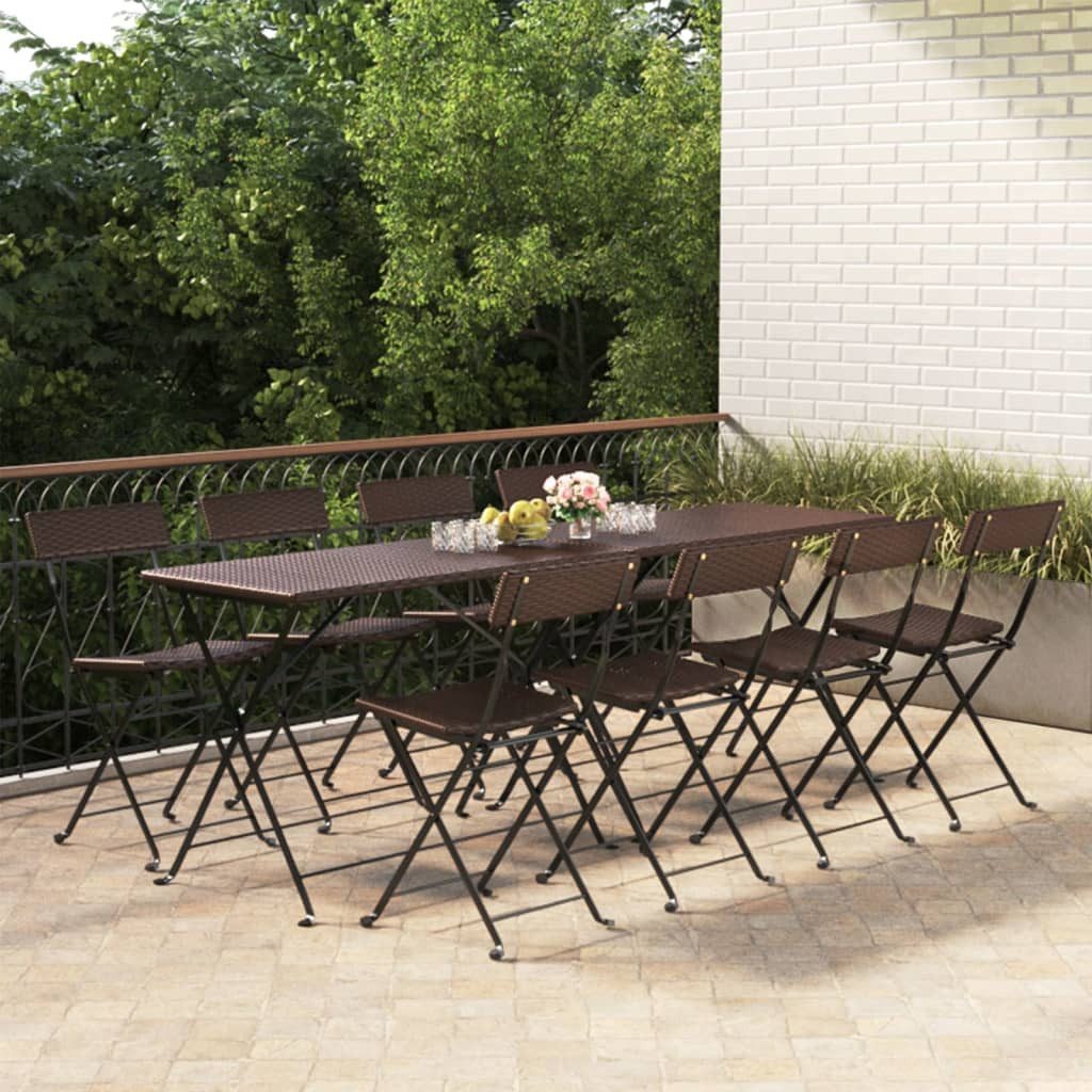 furnicato Bistrostuhl Klappbare Bistrostühle 40x45x79 cm Braun aus PE-Rattan und Stahl (8 St)