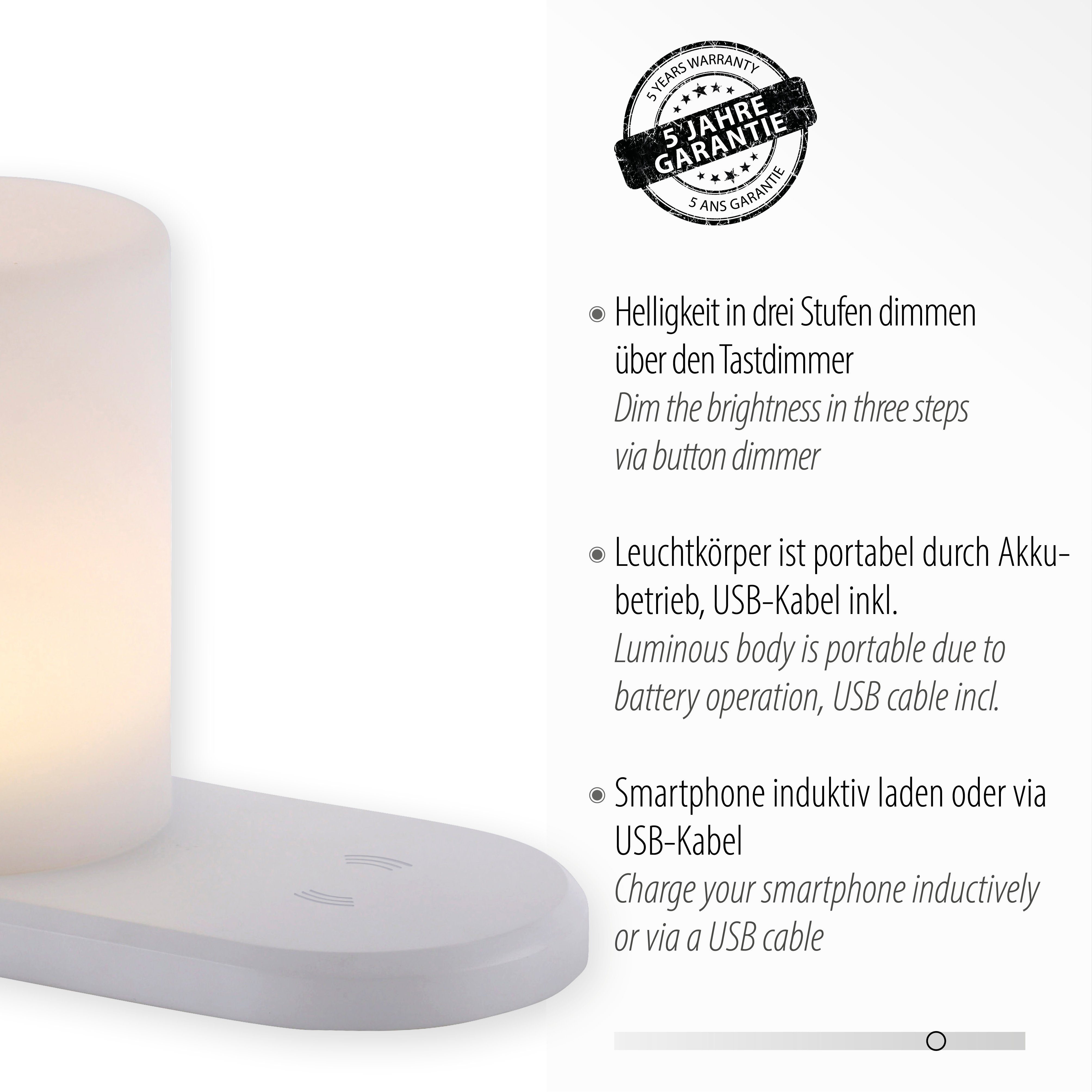 Leuchten Direkt LED Außen-Tischleuchte KENO, LED IP44 Dimmer, fest Warmweiß, integriert