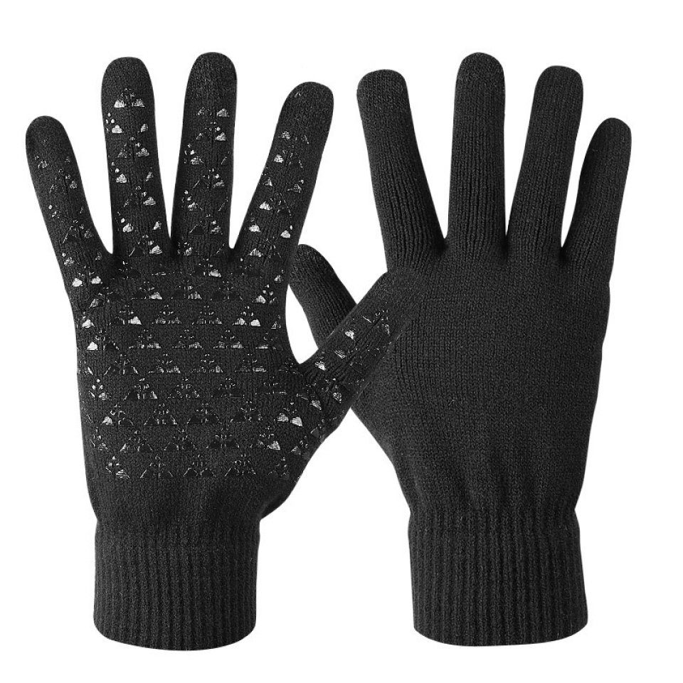 Fleecehandschuhe Touchscreen, Anti-Rutsch-Winterhandschuhe, Schwarz Warmer Strickhandschuh Blusmart