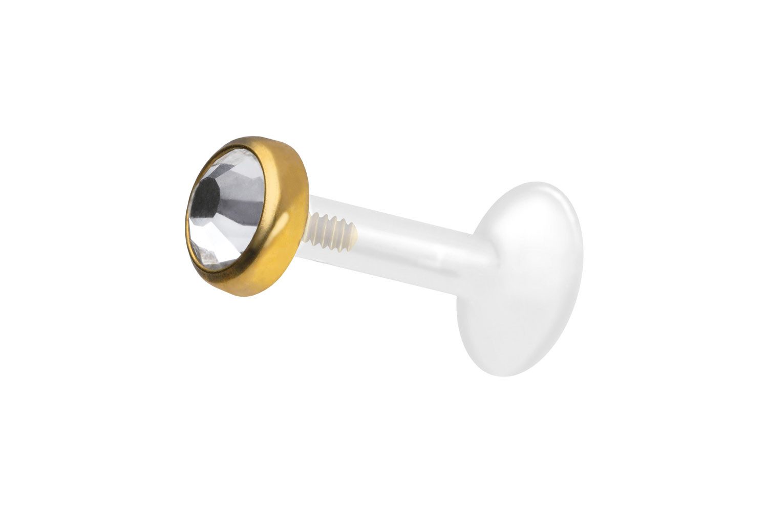 Piercing-Set PTFE Labret mit Innengewinde + Titan-Aufsatz KRISTALLDISC