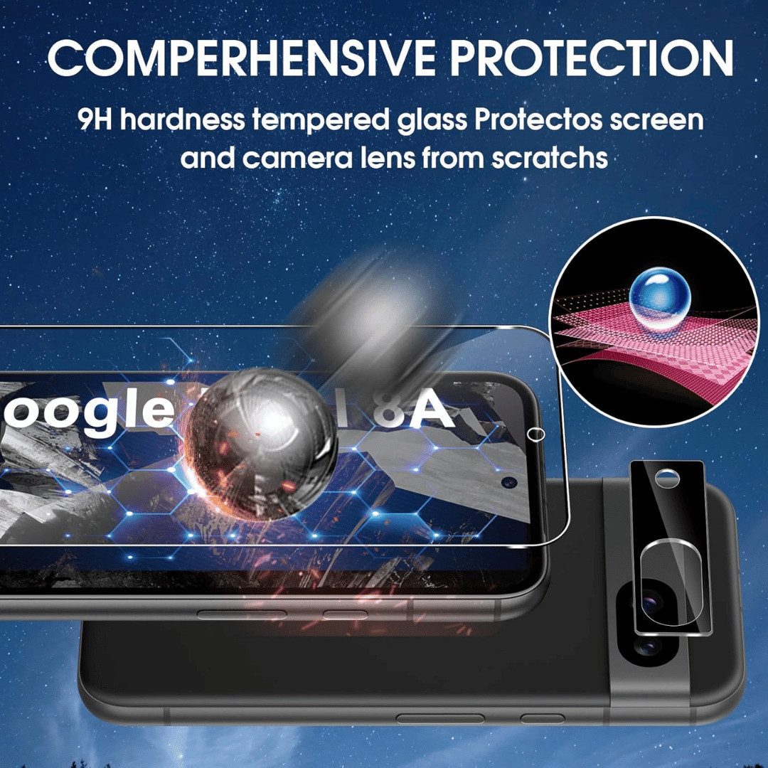 SmartUP Displayschutzglas 2X Schutzglas für Google Pixel 8A Panzerfolie Display Kamera Full 9H für Für Google Pixel 8A, kompletter Rundumschutz – Bild 2 von 5