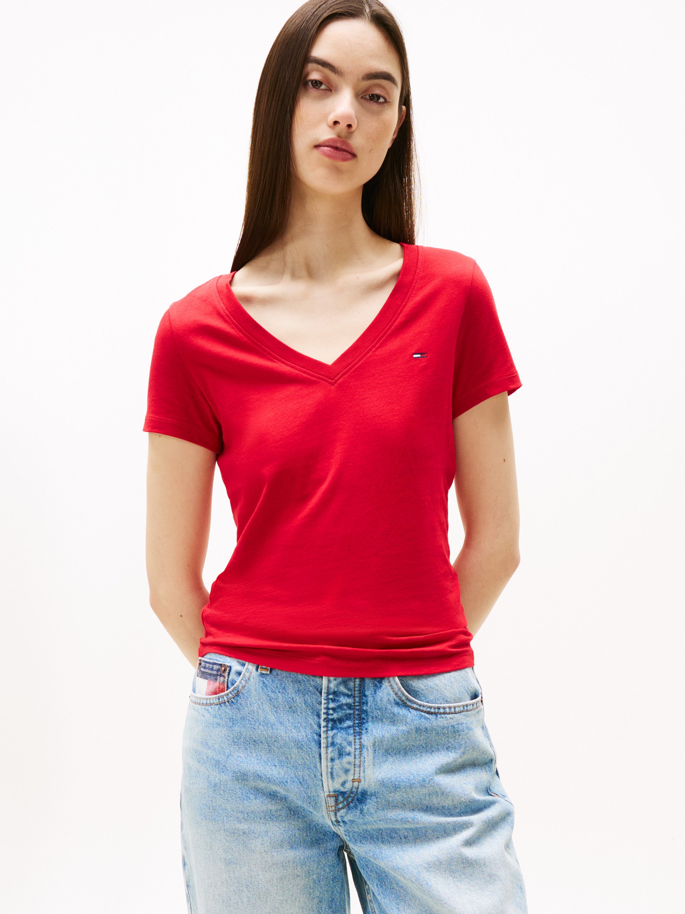 Tommy Jeans T-Shirt TJW 2PACK V-NECK TEE (Packung, 2-tlg., 2-er Pack) mit L günstig online kaufen