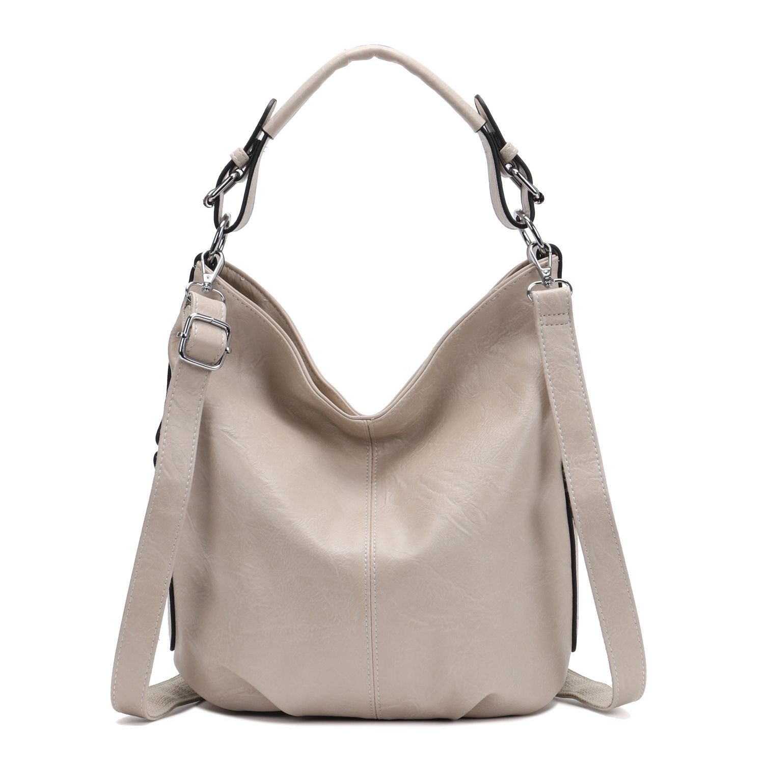 ITALYSHOP24 Schultertasche DAMEN SHOPPER Hobo Bag Umhängetasche Handtasche City Bag Cross-Over (Spar-Set: Henkel Tasche mit Schultergurt, Workbag Leder Optik, 2-tlg., mit Henkel und Schultergurt), Damentasche Freizeit Abend Leder Optik Henkeltasche Reise Crossbody