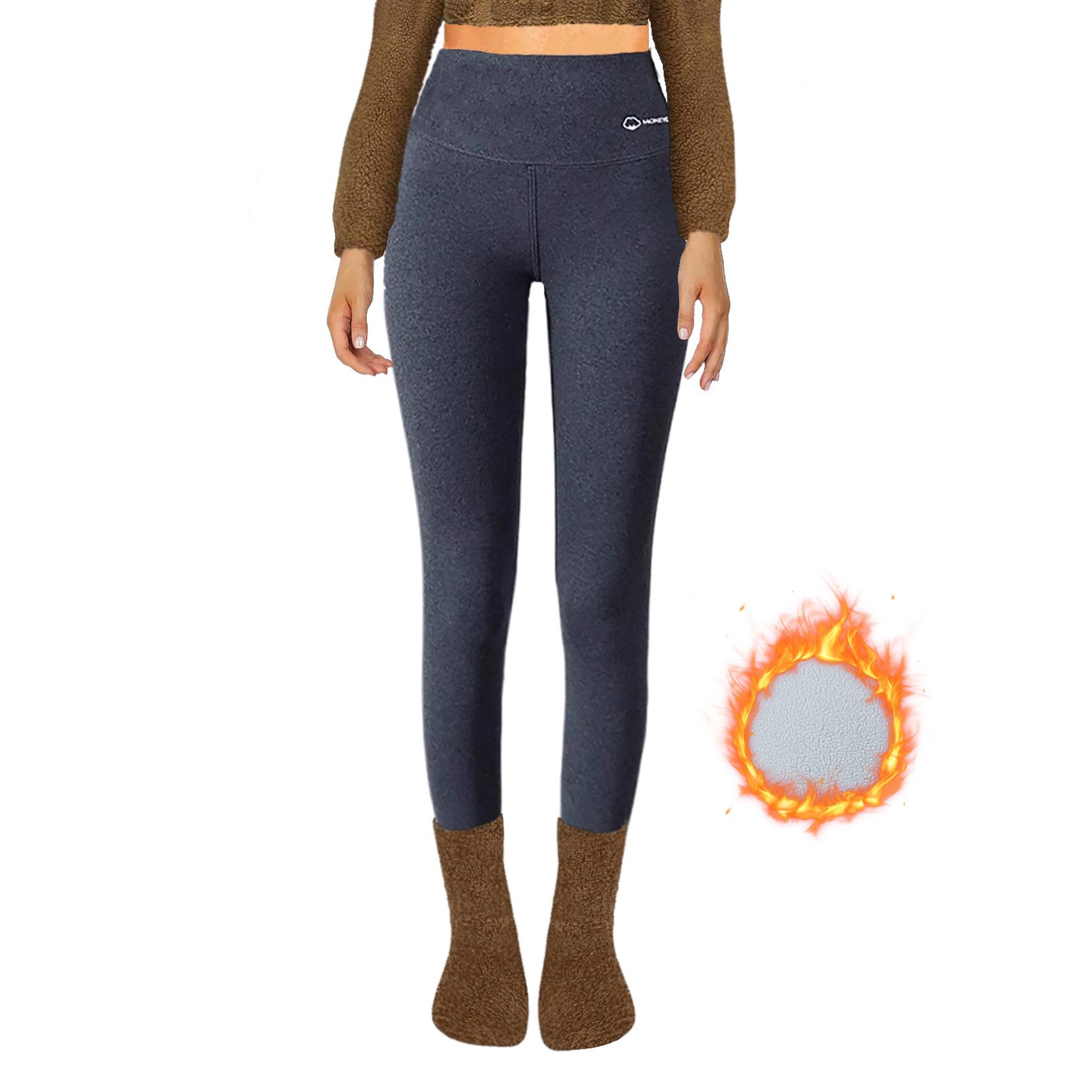 Refttenw Thermoleggings Gefütterte Strumpfhose High Waist Laufhose Thermoho günstig online kaufen