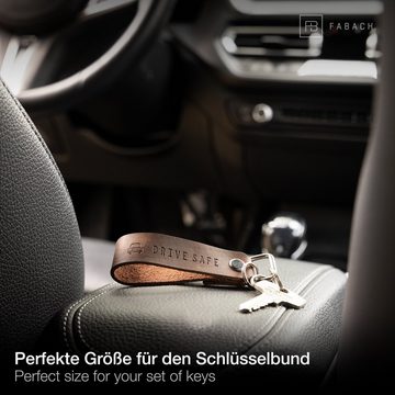 FABACH Schlüsselanhänger Leder Anhänger mit wechselbarem Schlüsselring - Gravur "Drive Safe"