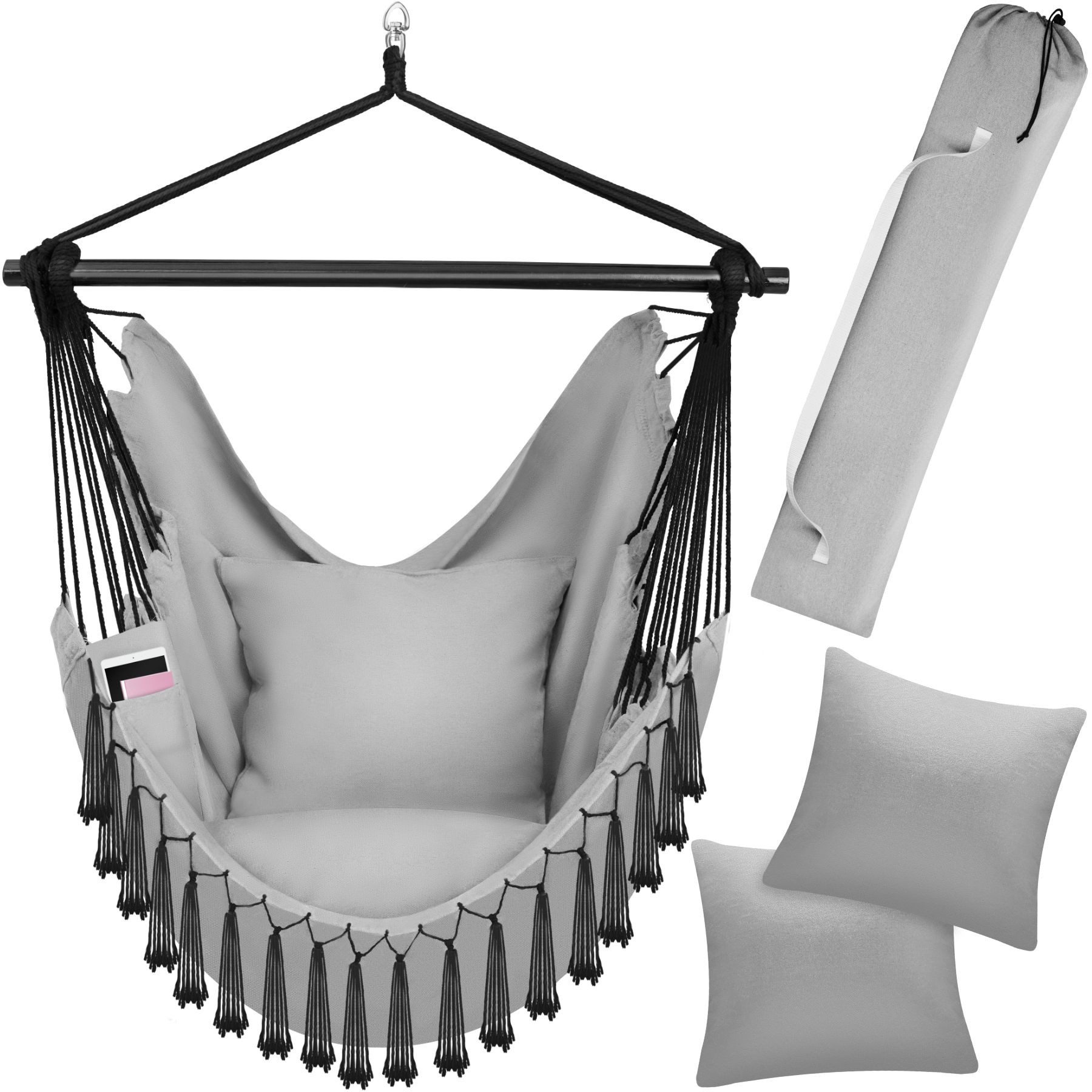 tectake Hängesessel Schaukelstuhl Malika, Boho-Style, Belastbarkeit günstig online kaufen