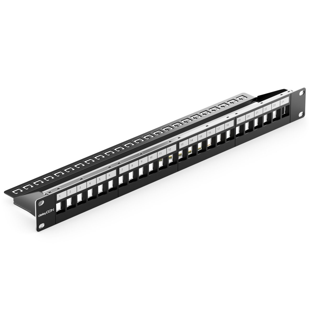 deleyCON 24 Port Patchpanel Modular für Keystone Module 1HE 19 Zoll Netzwerk-Adapter