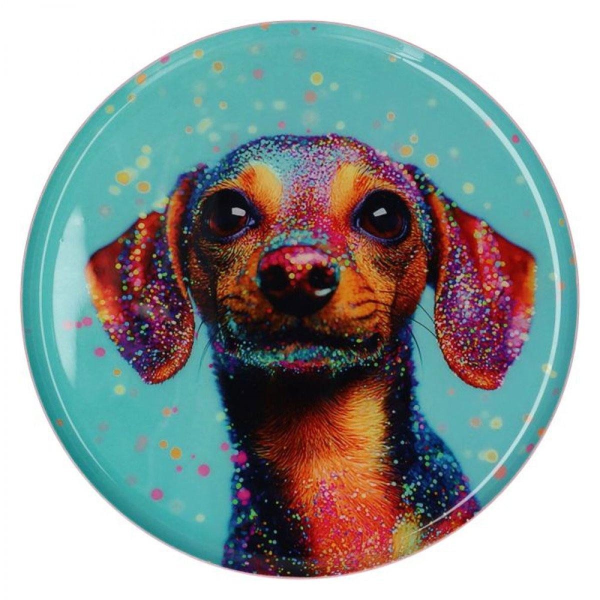 Giftcompany Tablett Dekotablett Love Trays Glitzer Dackel (17,7cm)