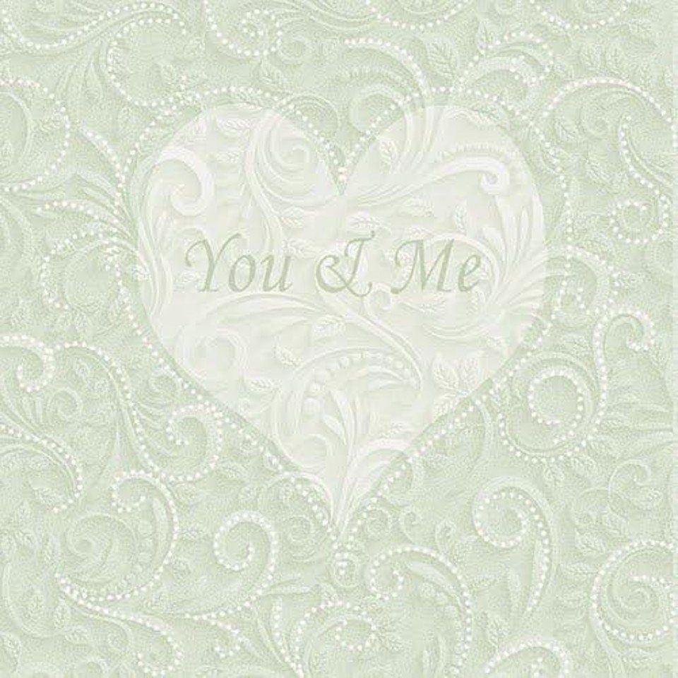 Ambiente Luxury Paper Products Papierserviette Servietten - YOU & ME ca 33x33cm 3-lagig, Herz, romantisch, Hochzeit