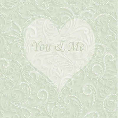 Ambiente Luxury Paper Products Papierserviette Servietten - YOU & ME ca 33x33cm 3-lagig, Herz, romantisch, Hochzeit