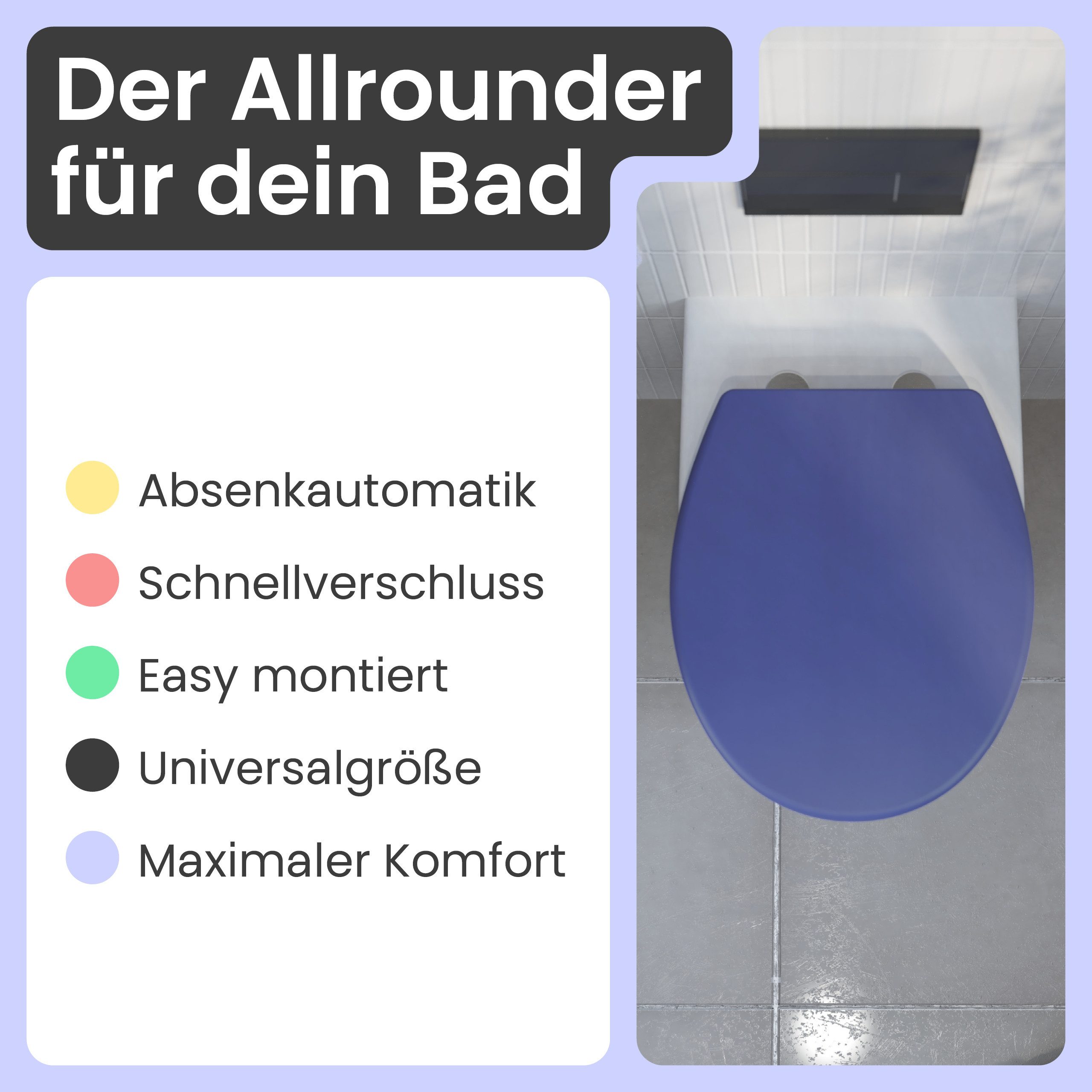 instmaier WC-Sitz instmaier Helma, Toilettendeckel mit Absenkautomatik, Absenkautomatik, zur Reinigung abnehmbar, Duroplast