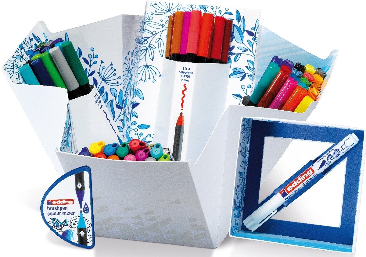 Thumbnail - edding Filzstift Fasermaler Colour Happy Set VE=69 Stifte + 1 Farbmixer