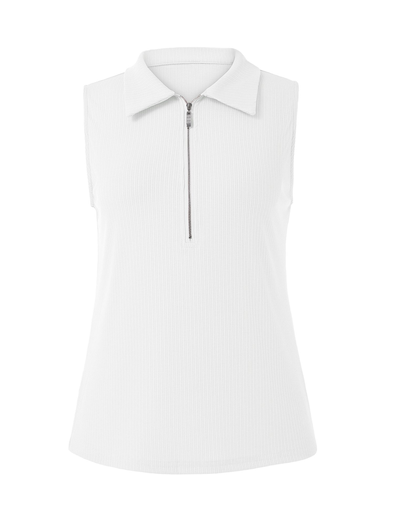 Imily Bela Tanktop Damen Sommer gerippt ärmellos V-Ausschnitt Polo-Kragen (Packung, 1-tlg., 1per-Pack) mit Reißverschluss in Unifarbe – Bild 5 von 5