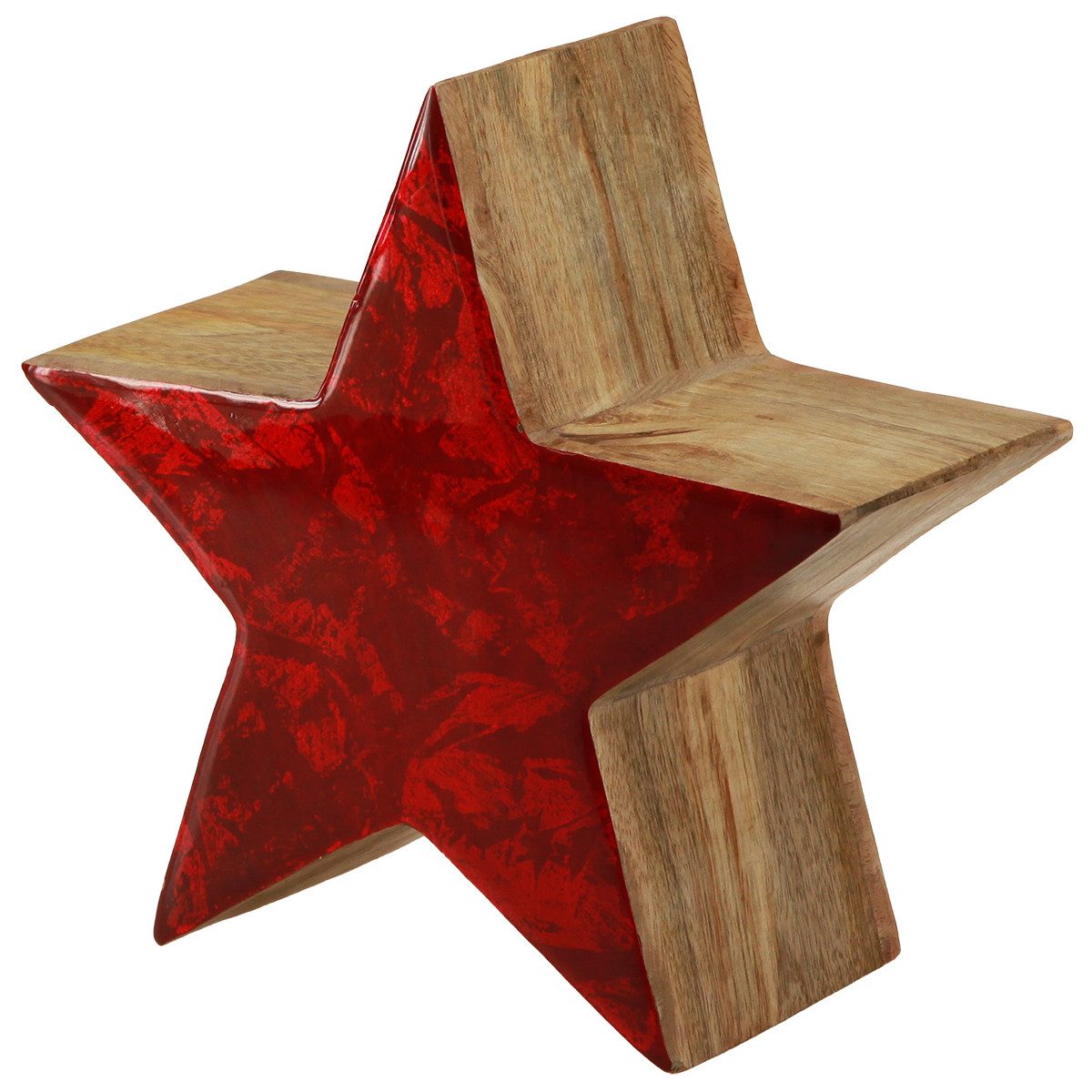 Florists Products Weihnachtsmann Deko Stern Mangoholz Rot Natur 20cm Weihnachtsdeko